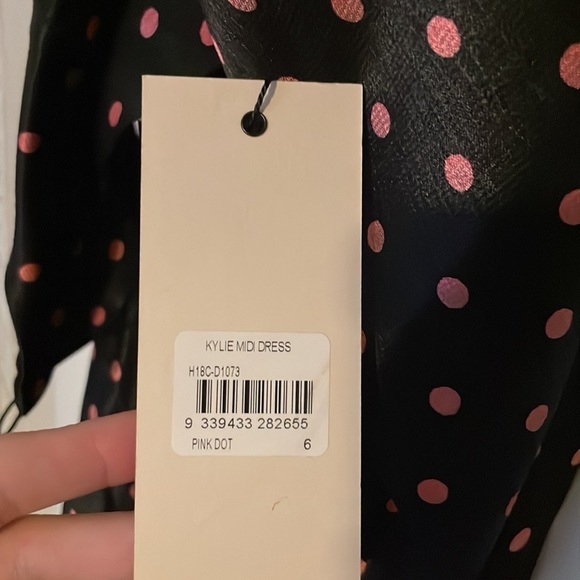 BEC & BRIDGE Kylie Polka-Dot Satin Midi Slip Black Dress 2 - Picture 9 of 9